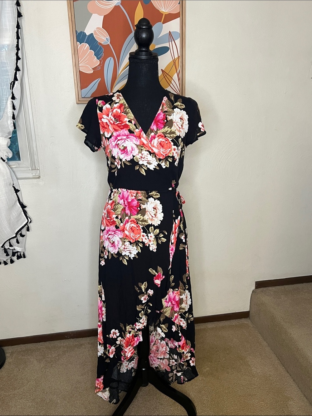 Altar’d State Floral Faux Wrap High Low Maxi Dress Size M